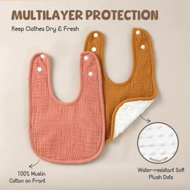 POIKSHARK 6-Pack Muslin Baby Bibs for Unisex Boys Girls, Solid Colors, Soft Cotton Baby Drool Bibs, Drooling and Teething Bibs for Infant, Newborn - Neutral