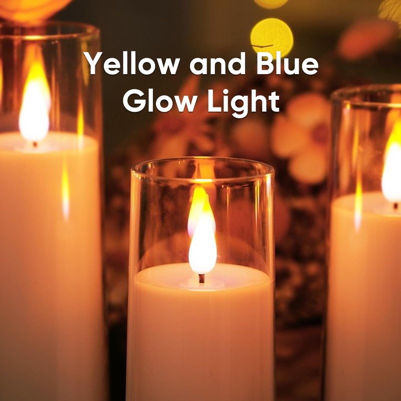 Amagic Pure White Flameless Candles, Battery Operated Candles, Acrylic Flickering