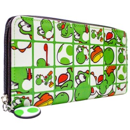 Dino World Yoshi Let's Go Little Mario! Dinosaur Egg Purse Clutch Coin Pocket & Card Holder, Green