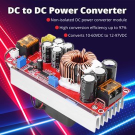 1500w Boost Converter, 10-60V to 12-97V DC to DC Converter, DC-DC 30A Voltage Step Up Converter, Boost Constant Current Power Supply Module, Regulator for LED Light Devices Supply