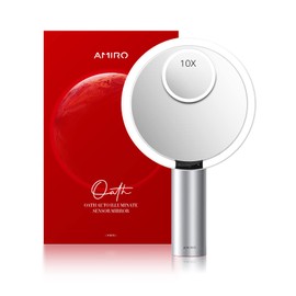 AMIRO 9" Lighted Makeup Mirror with Smart Sensor & Touch-Control, 3 Colors & 6 Brightness, Rechargeable & Cordless, Memory Function, Free Rotation, Gift for Woman - White