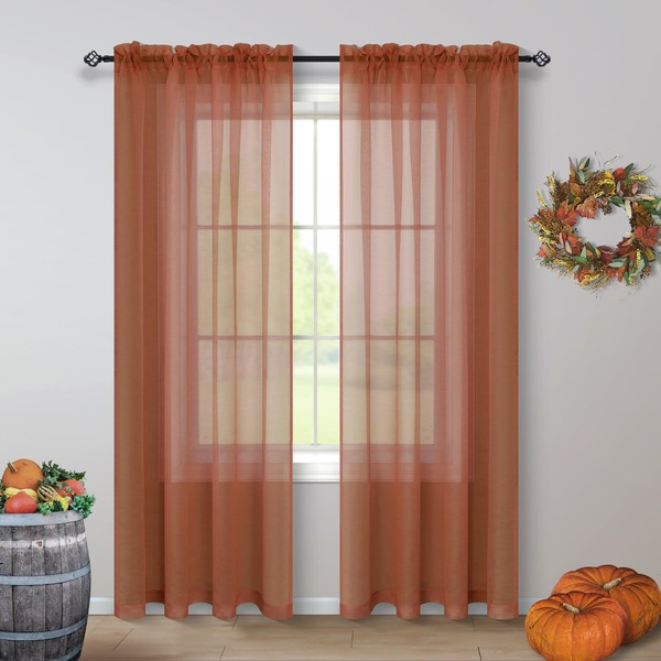 Terracotta Curtains 84 Inch Length for Living Room 2 Panel