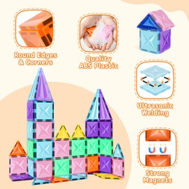 ECHOCUBE Magnetic Building Blocks, Pack of 40 Magnetic Building Blocks for Children, Educational Construction Toy with Magnets, Birthday Gift for Boys and Girls from 3 Years