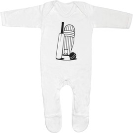 Azeeda 0-3 Monate 'Grundlegende Cricket-Ausrüstung' Baby Strampler/Schlafanzug (SS00105600)