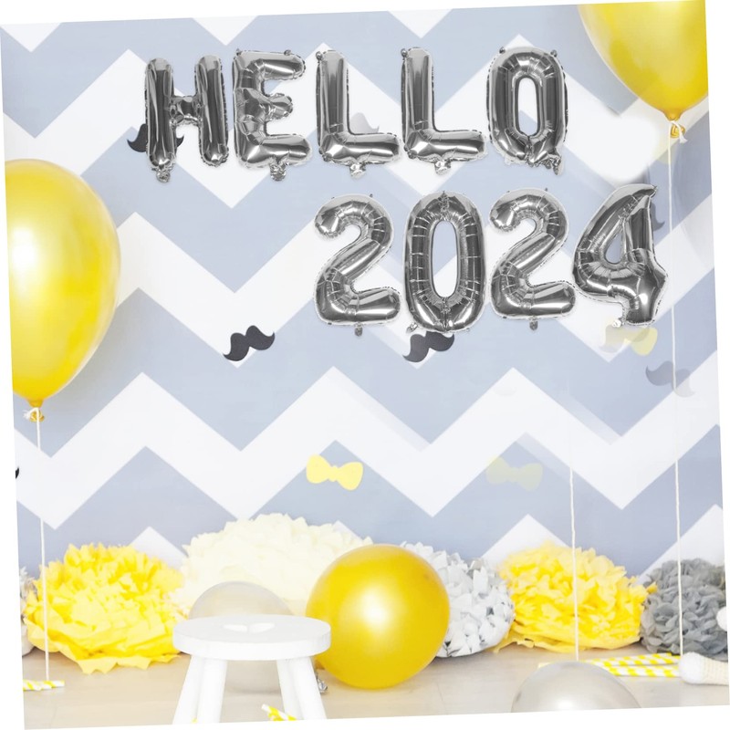 Alipis Aluminum Film Balloons Kit 2024 New Year Decorative Banners