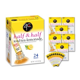 4C Powder Drink Mix Packets, Half & Half 6 Pack, 24 Count, Singles Stix On the Go, Refreshing Sugar Free Water Flavorings