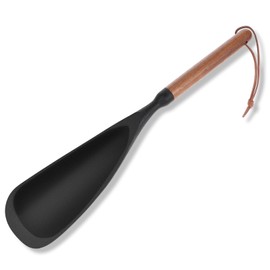 Multifunction Silicone Spatula Spoon for Nonstick Cookwares, Kitchen Cooking Utensil Set Wood Handle Spatula for Serving, Mixing, Scoop and Scrape Black 12.7''