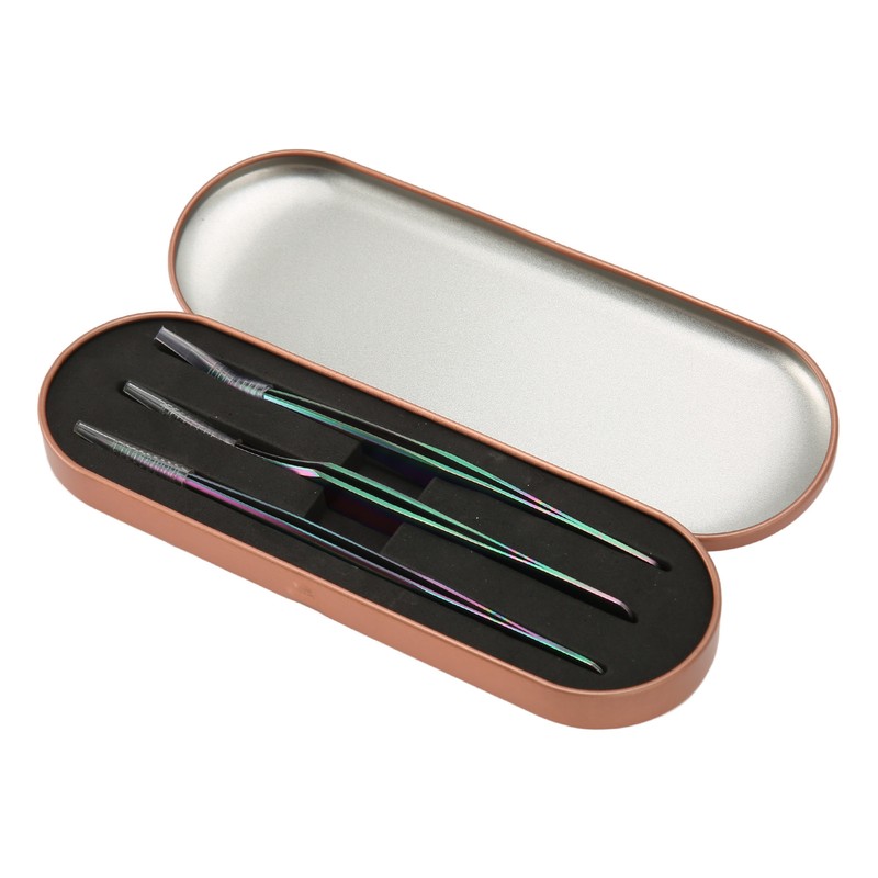 3PCS Eyelash Tweezers Stainless Steel Lash Tweezers Set False Eyelash