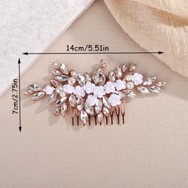 Rumtock White Flower Purple Rhinestones Hair Comb for Brides Women Special Occasion Boho Side Headpiece Handmade Silver Hair Accessories (Purple)