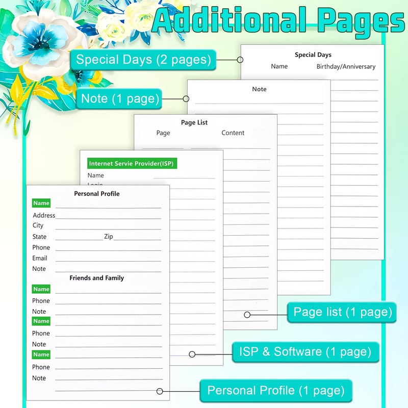 Password Keeper Book with Alphabetical tabs, Hardcover Small Password Books