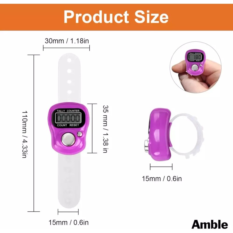 Ambel 앰블 12팩 전자 핑거 카운터 5자리 LCD 디지털 디스플레이