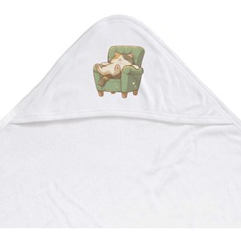'Sleepy Cat on Sofa' Baby Hooded Towel (HT00035150)