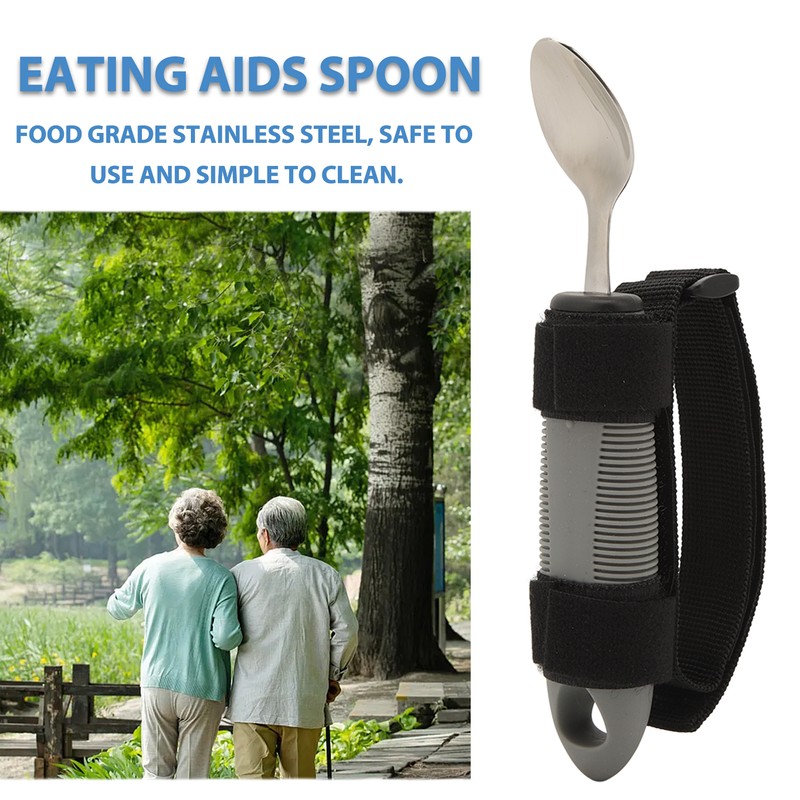 Eating Aids Spoon Stainless Steel Antislip Easy to Grip Adaptive