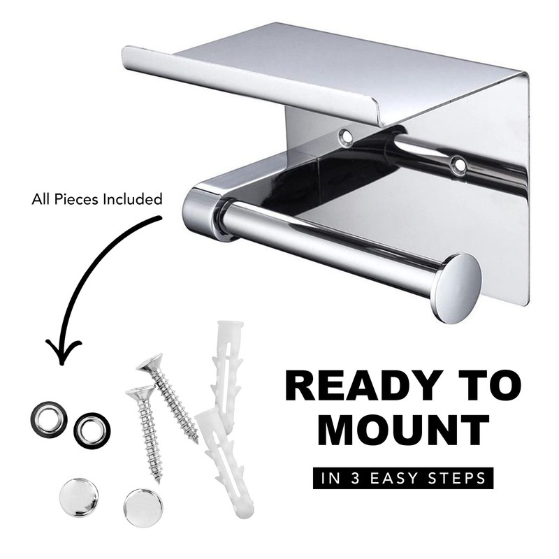 Toilet Roll Holder (UK Company) Wall Mounted With Screws Bathroom