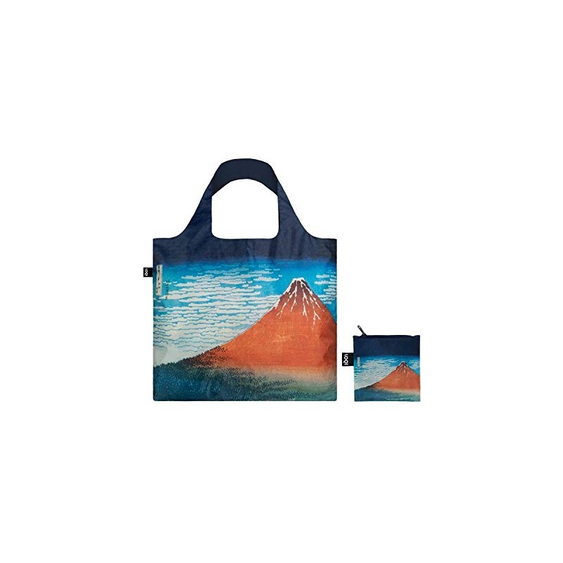 LOQI HO.RF Museum Hokusai's Reusable Shopping Bag, Polyester, Red Fuji,