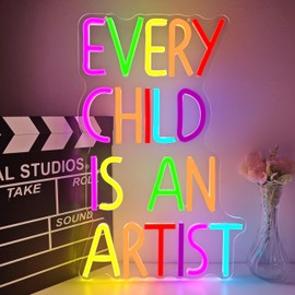 Every Child is an Artist Neon Sign for Wall Decor Art Classroom Decor Dimmable Led Sign for Classroom Wall Art Room Neon Light Up Sign for Home Gallery Studio School Nursery Playroom Daycare