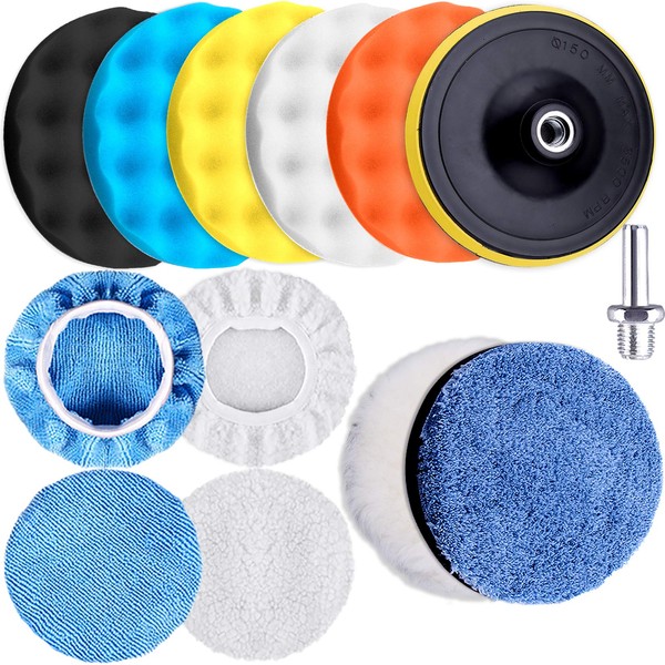 SIQUK 13 Pieces Buffing Pads 6 Inch Car Polishing Pad