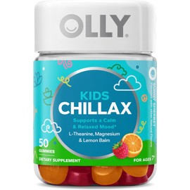OLLY Kids Chillax Gummy, For a Calm and Relaxed Mood*, Magnesium, L-Theanine, Lemon Balm Extract, Chewable Supplement, Sherbet Flavored, 25 Day Supply - 50 Count (Packaging May Vary)