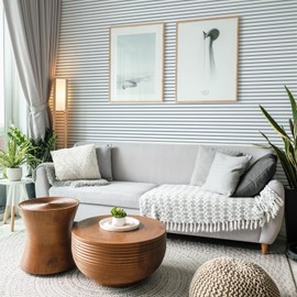 Striped Wallpaper Peel and Stick Wallpaper Boho Contact Paper for Cabinets Grey and White Wallpaper Line Modern Wallpaper for Bedroom Self-Adhesive Removable Wallpaper Boy Room Shelf Liner 17.3“×393”