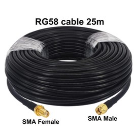 Boobrie RG58 SMA to SMA Cable 25 m WiFi Antenna Cable SMA Female to SMA Male Coaxial Cable Low Loss 50 Ohm Coaxial Cable for WiFi Antenna/Radio/FPV Drone etc