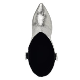 Guess Women's WURLIE Mid Calf Boot, Silver Snake 040, 6