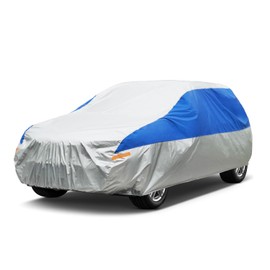 GUNHYI SUV Car Cover Waterproof All Weather for Automobiles, Outdoor Full Car Cover Snowproof Windproof UV Protection, Universal Fit for SUV. (Fit SUV Length 191-201 inch, Silver)