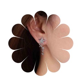 Aneneiceera Boho Star Stud Earrings Silver Star Cluster Earrings Multi Star Climber Earrings Vintage Celestial Earrings Jewellery for Women and Girls, Metal