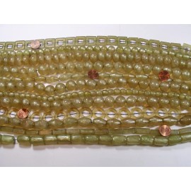 12 Strands 15" Assorted Shapes and Sizes Yellow-Green Resin Beads Lot (Q-5)