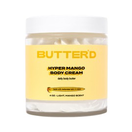 Butter'd Bodycare Hyper Mango Body Cream Mango Scent, Premium Body Butter for Improving Hyperpigmentation Hydrating Rich in Vitamin C, Rose Hip Oil, Jojoba Oil (4 oz)