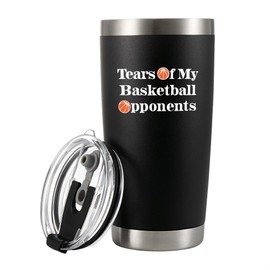 Panvola Tears Of My Basketball Opponents Basketball Gifts For Coach Players Teammates Athletes Brother Boyfriend Dad Husband Friend Vacuum Insulated Tumbler with Lid and Straw 20 oz Black