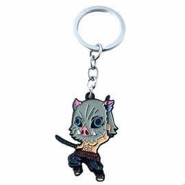 Bezelye Demon Slaye Keychain, Hashibira Inosuke Key Chain, Anime Gifts Key Ring for Boys, Girls and Women (7)