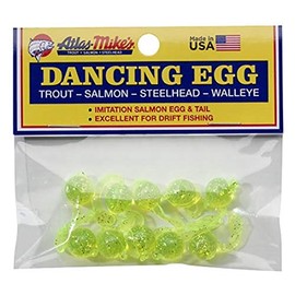 Atlas Mike's Bag of Dancing Salmon Fishing Bait Eggs (Pack of 10), Yellow
