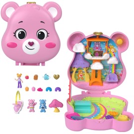 Polly Pocket x Care Bears Dolls & Playset with Toy Car and Themed Accessories, Travel Toy, Partnership Compact