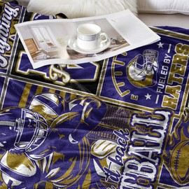 LCXAPPE Gifts Football Blanket 60" x 50", City Sports Gifts for Fans, Purple Team Football Stuff for Sports Lovers Bedroom Decor Sofa Couch Bed