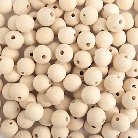 150pcs 25MM Wood Beads Natural Unfinished Round Wooden Loose Beads Wood Spacer Beads for Craft Making Decorations and DIY Crafts