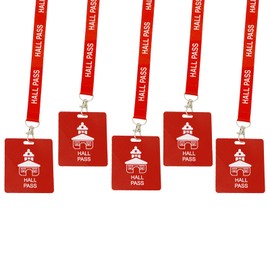 Student Hall Pass Lanyards with Unbreakable Card Passes School Classroom Passes Set for Teacher Parents, 5 PCS (Hall Pass)