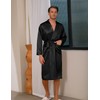 Irdcomps Men's Satin Robe Kimono Dressing Gown Long Bathrobe Lightweight