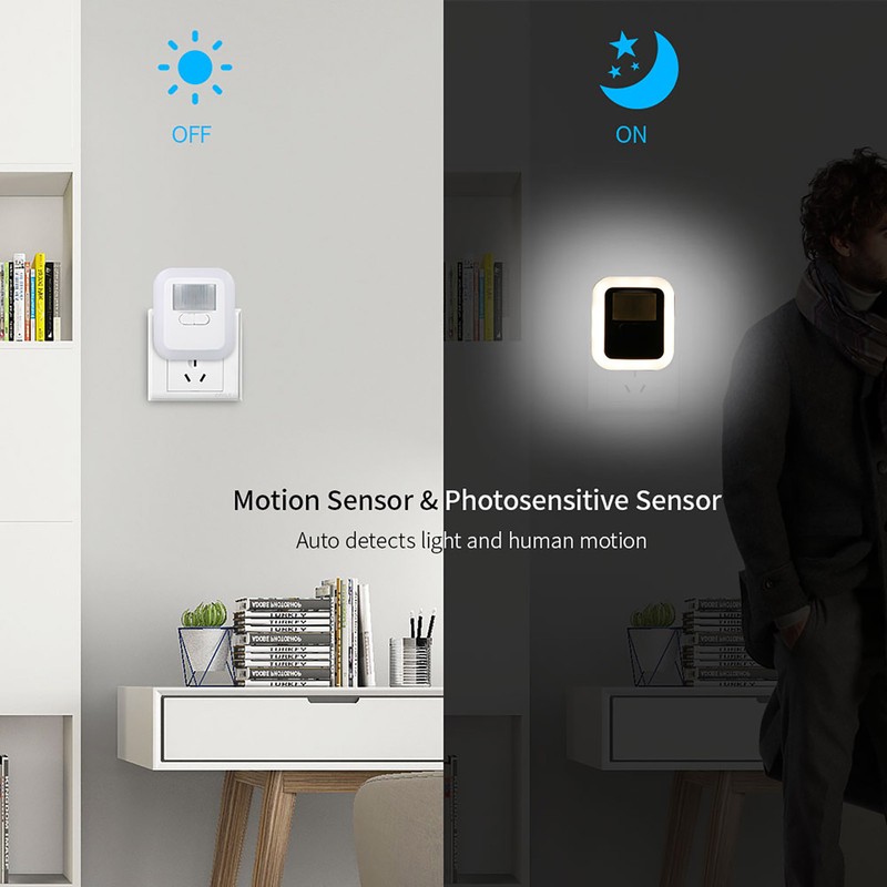 LED Plug-in Motion Sensor Light Wall Night Lamp with Brightness
