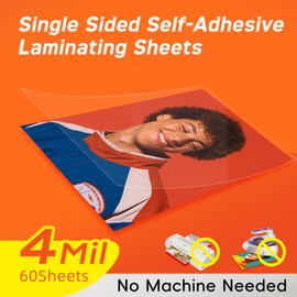 Hartwii Self Adhesive Laminating Sheets,4Mil 8.5x11inches,60 Sheets Self Sealing Laminating Sheets, Self Adhesive Contact Paper,Clear Laminate Sheets for Stickers,No Machine Needed