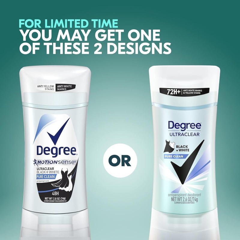 Degree UltraClear Black+White Pure Clean Antiperspirant Deodorant Stick, 2.6 oz