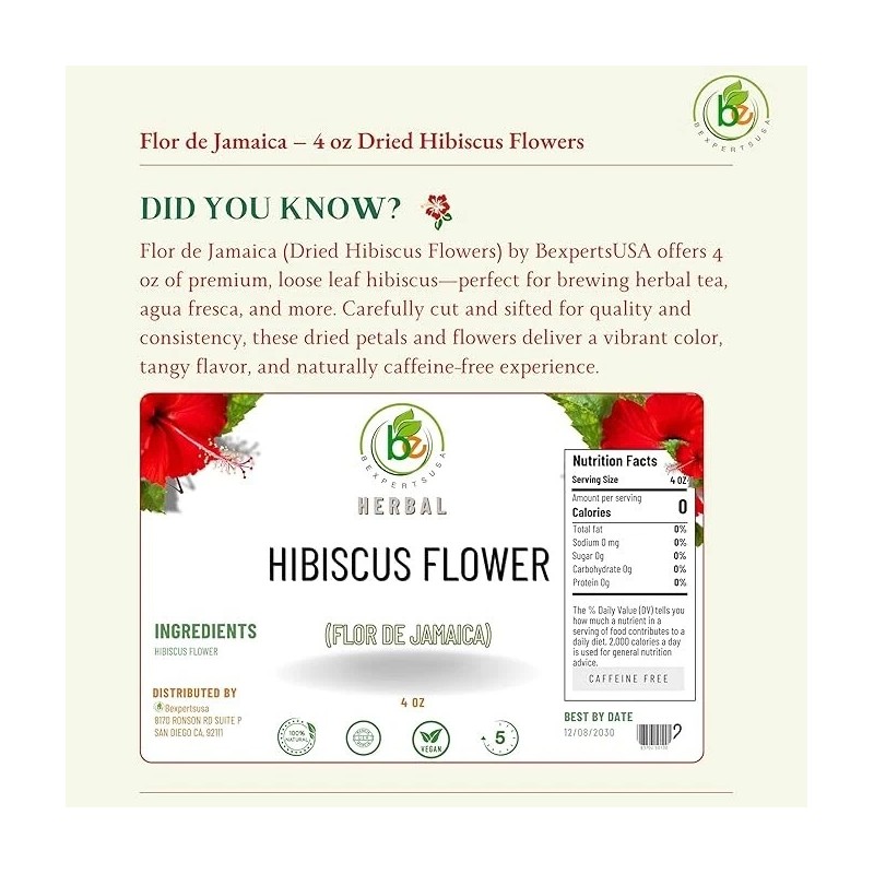 B-Experts Store Flor de Jamaica – 4 oz Dried Hibiscus