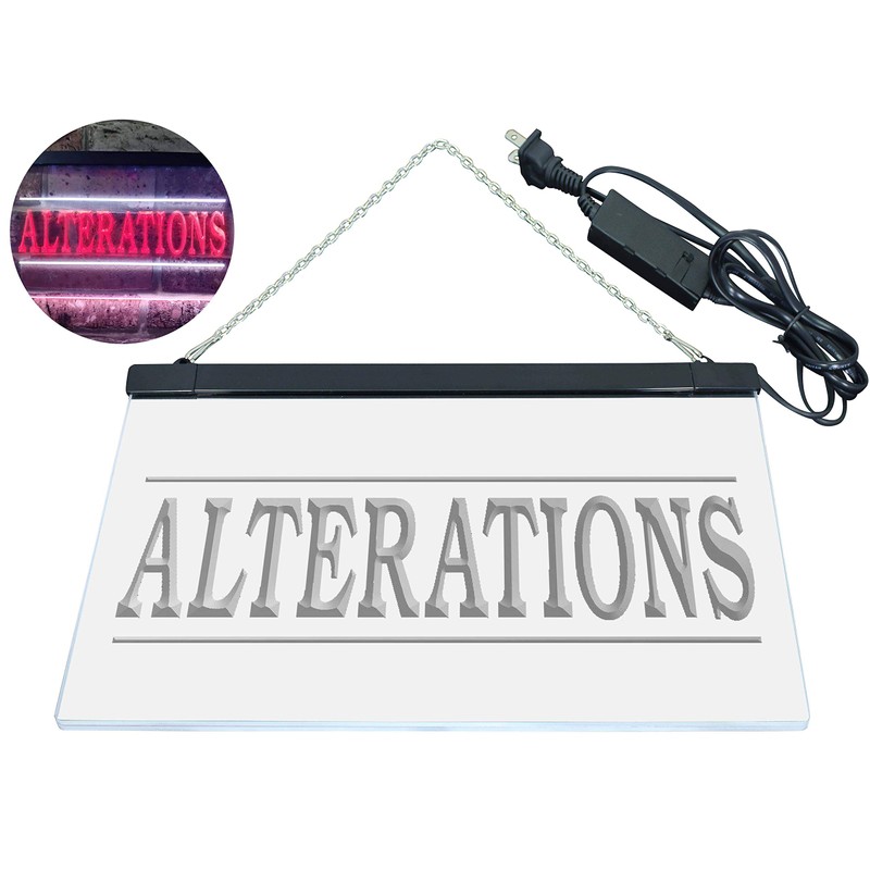 Alterations Services Dry Clean Illuminated Dual Color LED Neon Sign