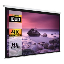 ProHT 84" Manual Projection Screen (05350), 16:9 Aspect Ratio, Pull Down Projector Screen, Matte White, Home Theater/Cinema or Presentation Platform, Suitable for HDTV/Sports/Movies/Presentations