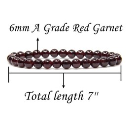 Natural A Grade Red Garnet Gemstone 6mm Round Beads Stretch Bracelet 7" Unisex