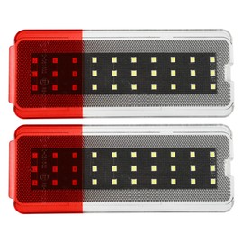 A ABSOPRO Door Light LED Door Reflector Panel Courtesy Light Warning Light Lamp F81Z-2523820-AA for Ford Excursion 2000-2005 White Red LED Clear Lens 1 Pair