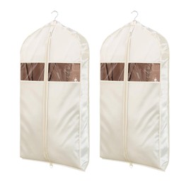 Univivi Premium Garment Bags 43 Inch Suit Cover Bags for Storage, Clothes Covers with Zipper & Eye-Hole for Suits, Coats, Jackets, Shirts, 2 Pack - Apricot