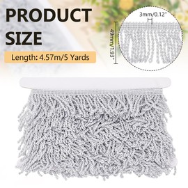 PH PandaHall 5 Yards/4.6 m Tassel Fringe Trim Bullion Fringe Trim Silver Fabric Trim 49 mm Curtain Fringe Sewing Trim for Curtains Clothing Sofa Crafts