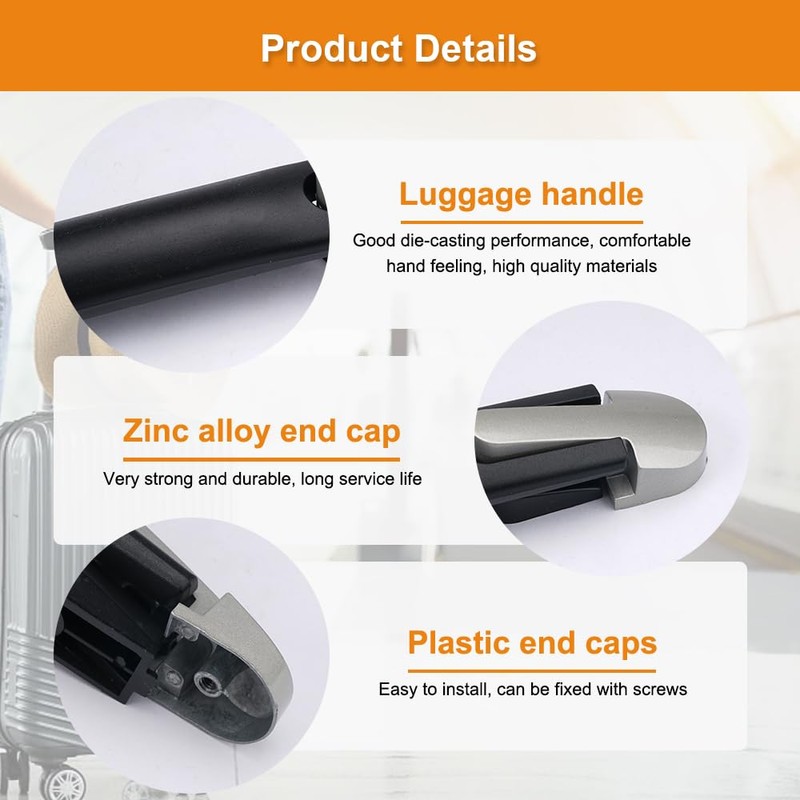 Pack of 2 Suitcase Handle Replacement Black, 24 cm Luggage