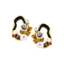 OJERRY Elegant Simple Irregular Unusual Flower Oil Drip Stud Earrings for Women, Floral Earrings Studs Formal Evening Jewelry Accessories Romantic Cool Gifts for Her Women in Their 30s