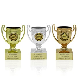 Trophy with Engraving of Desired Text | Trophy Children's Birthday | Handled Trophy as a Gift for Children, Women and Men with Emblems | Hiking Trophy for Any Occasion | Trophy Mini Trophy in Three